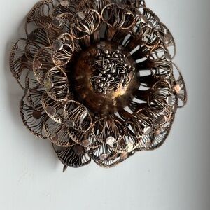 Vintage sterling Bronze Floral Brooch